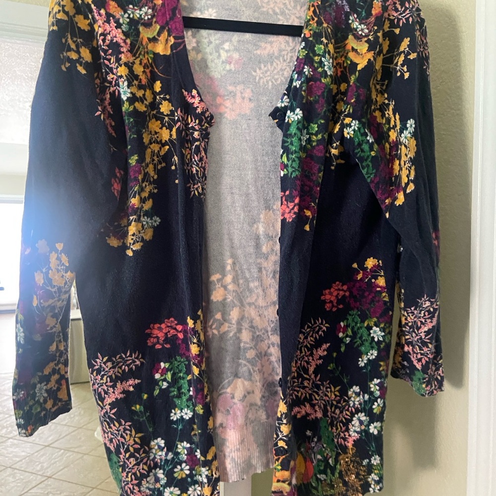 Merona Pink and Gray Floral Sweater
